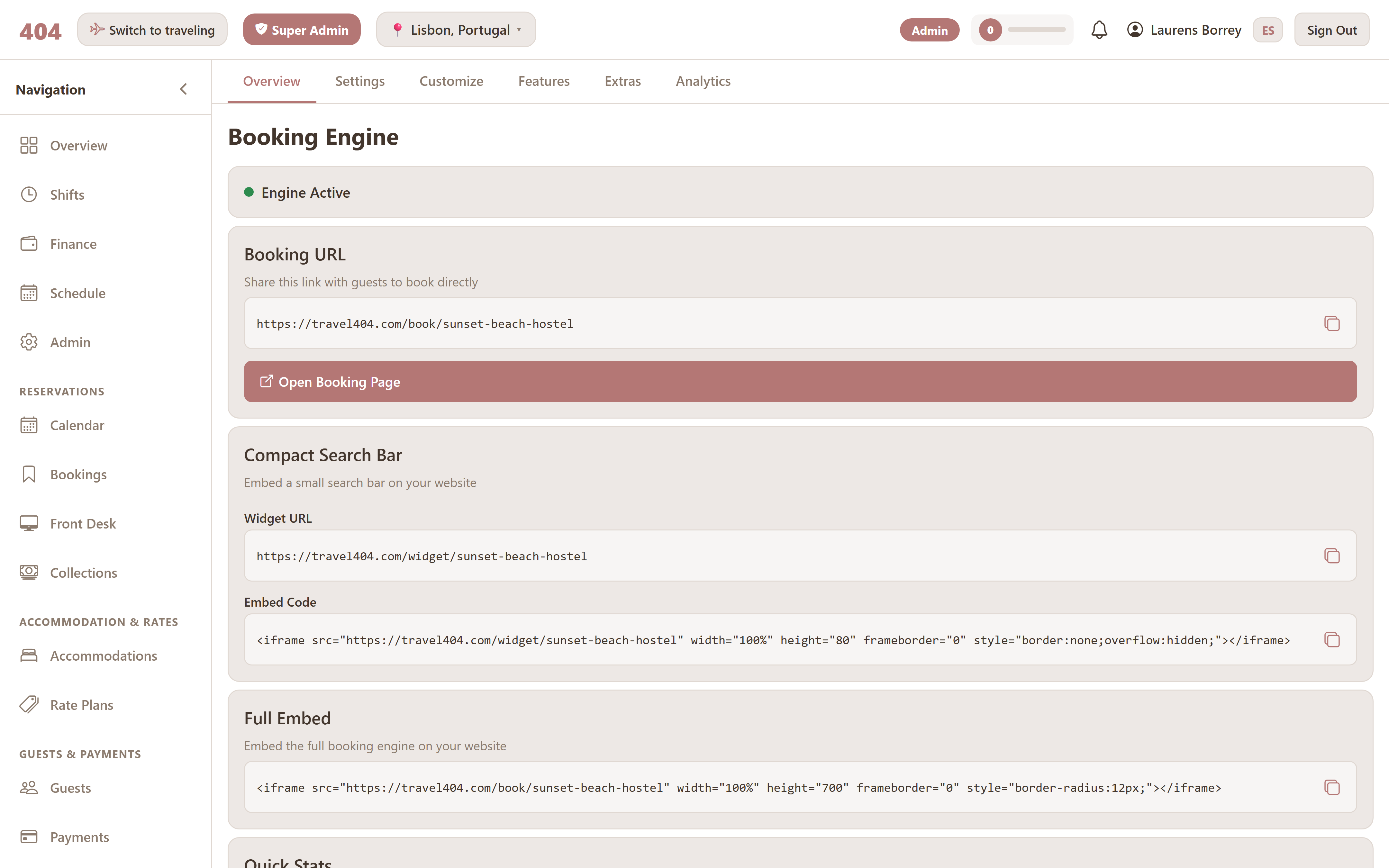 Booking engine