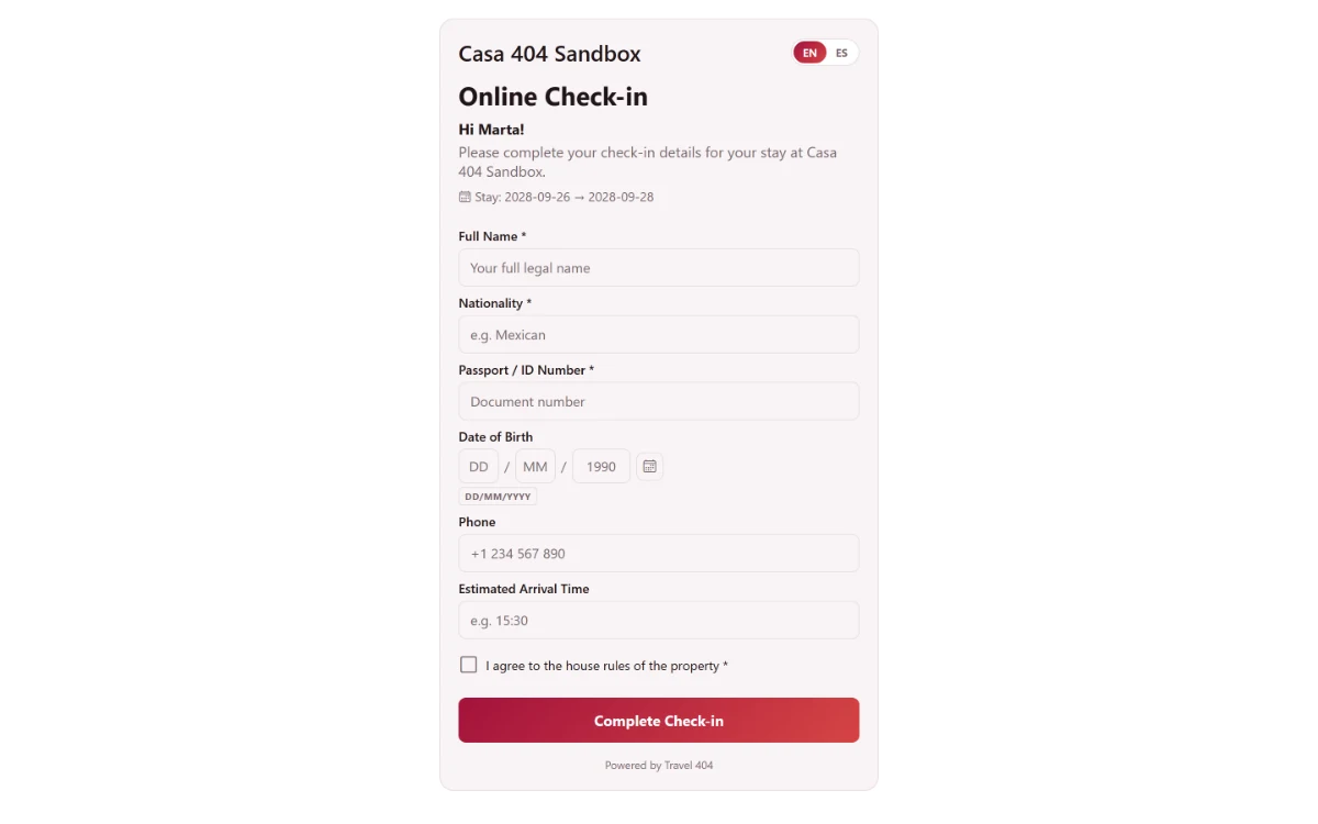 Check-in en línea